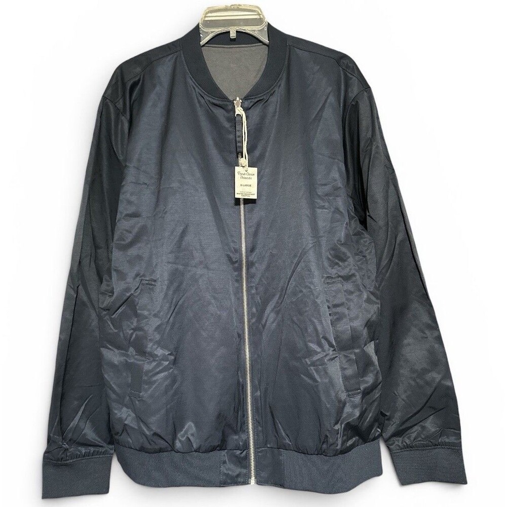 Fresh Clean Threads Blue Reversible Bomber Jacket XL Water Resistant Full Zip